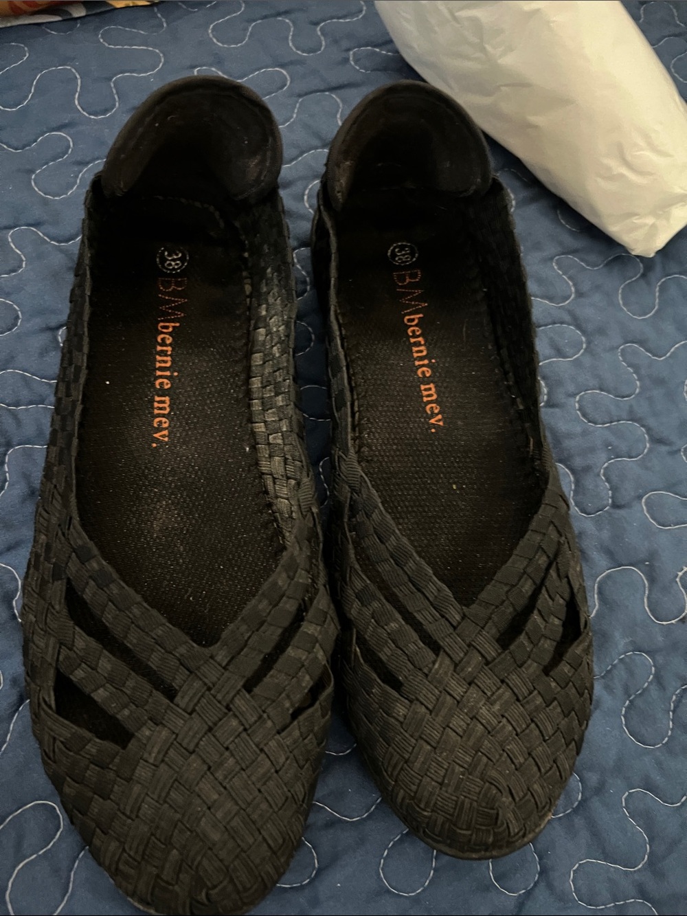 Bernie Mev Black Slip ons Sz 38- 8 US